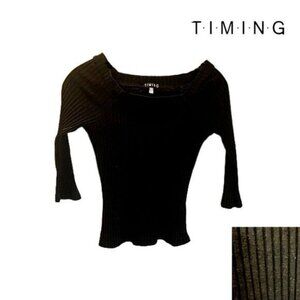 T.I.M.I.N.G Women's‎ Ribbed Boat Neck Half Sleeve Top